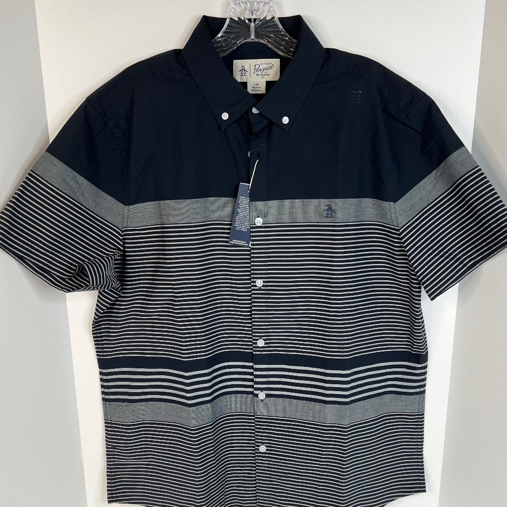 Original Penguin Men's Size L Short Sleeve Button Down Shirt NWT!